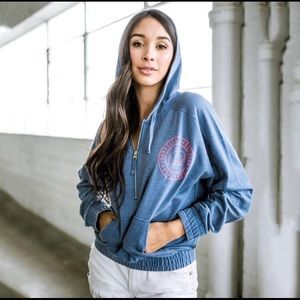 Ivory Ella Pink Sun Washed 1/4 Zip Hoodie
